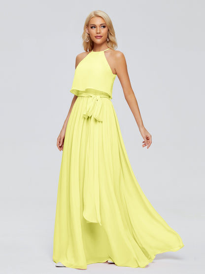 Nadey Halter Chiffon Bridesmaid Dresses With Bowknot