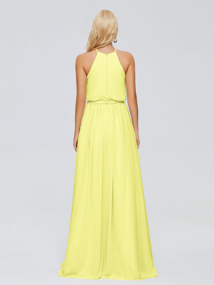 Nadey Halter Chiffon Bridesmaid Dresses With Bowknot
