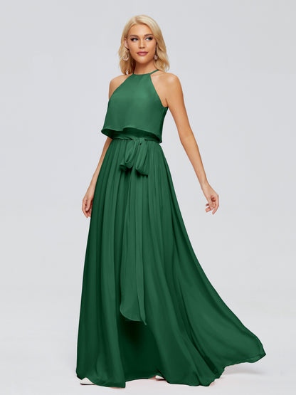 Nadey Halter Chiffon Bridesmaid Dresses With Bowknot