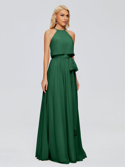 Nadey Halter Chiffon Bridesmaid Dresses With Bowknot