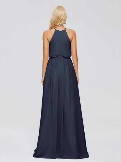 Nadey Halter Chiffon Bridesmaid Dresses With Bowknot