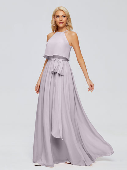 Nadey Halter Chiffon Bridesmaid Dresses With Bowknot