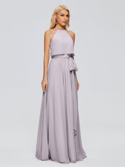 Nadey Halter Chiffon Bridesmaid Dresses With Bowknot