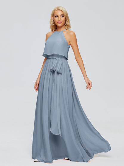 Nadey Halter Chiffon Bridesmaid Dresses With Bowknot