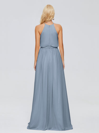 Nadey Halter Chiffon Bridesmaid Dresses With Bowknot