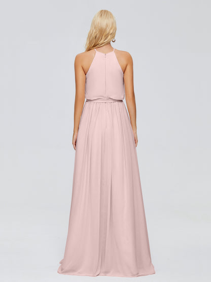 Nadey Halter Chiffon Bridesmaid Dresses With Bowknot