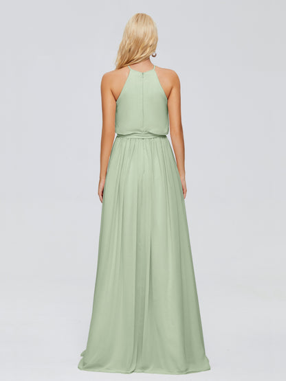 Nadey Halter Chiffon Bridesmaid Dresses With Bowknot