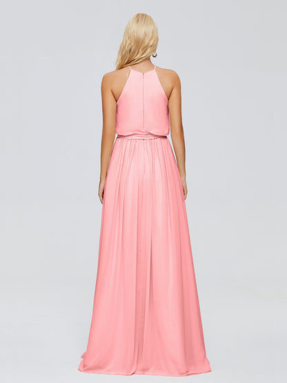 Nadey Halter Chiffon Bridesmaid Dresses With Bowknot