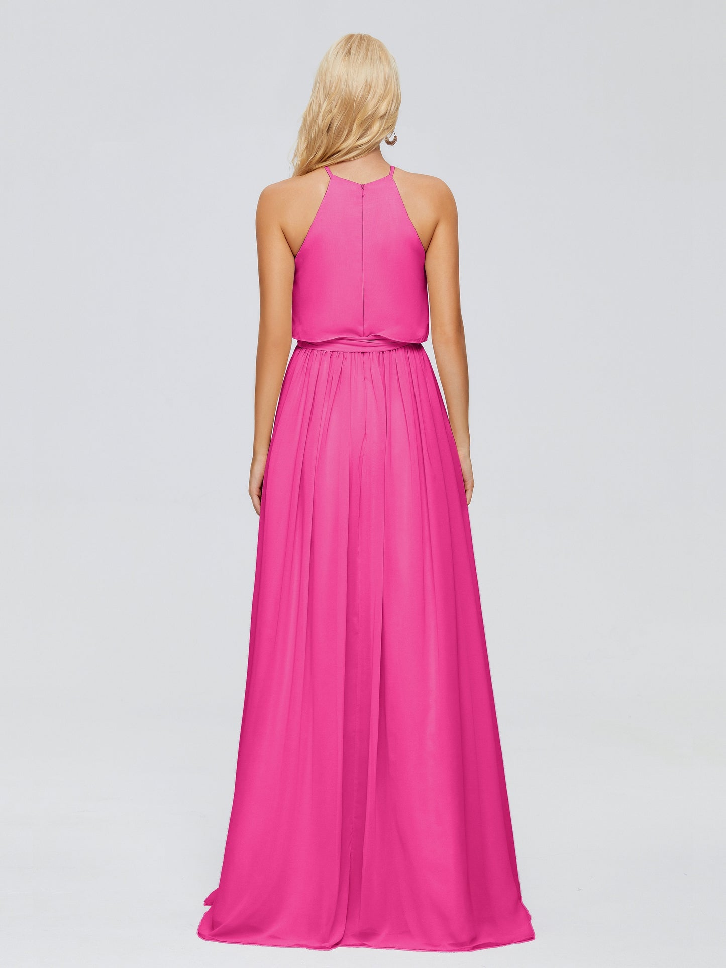 Nadey Halter Chiffon Bridesmaid Dresses With Bowknot