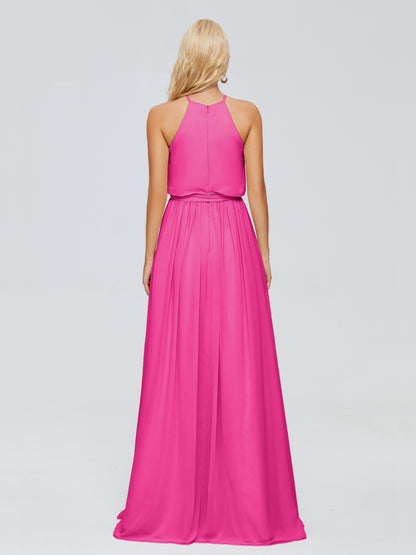 Nadey Halter Chiffon Bridesmaid Dresses With Bowknot
