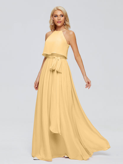 Nadey Halter Chiffon Bridesmaid Dresses With Bowknot