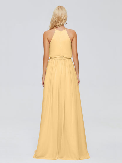 Nadey Halter Chiffon Bridesmaid Dresses With Bowknot