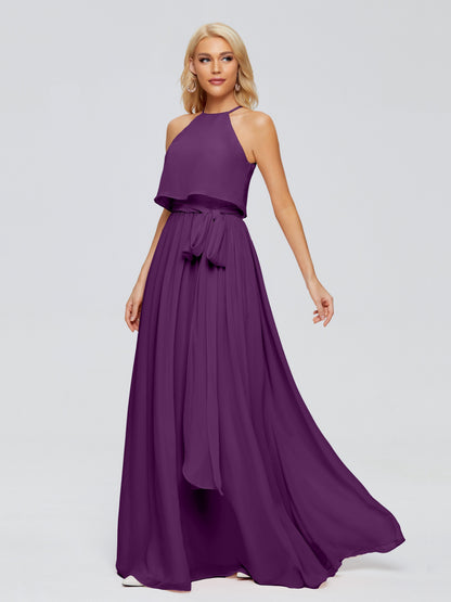 Nadey Halter Chiffon Bridesmaid Dresses With Bowknot