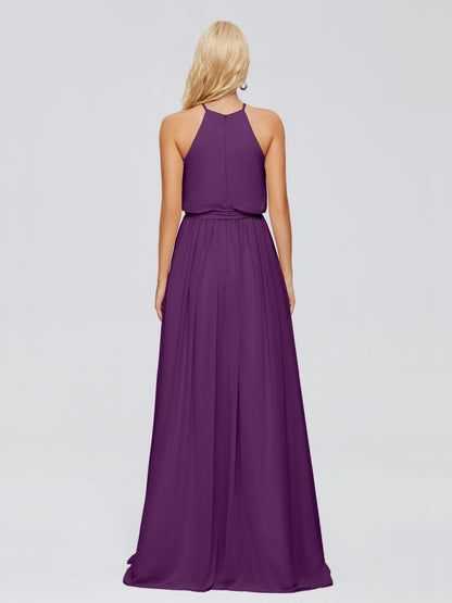 Nadey Halter Chiffon Bridesmaid Dresses With Bowknot