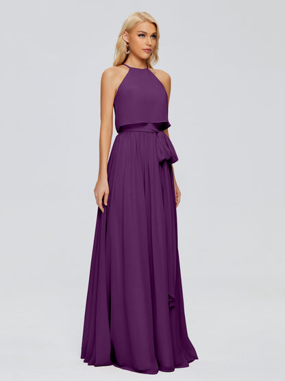Nadey Halter Chiffon Bridesmaid Dresses With Bowknot