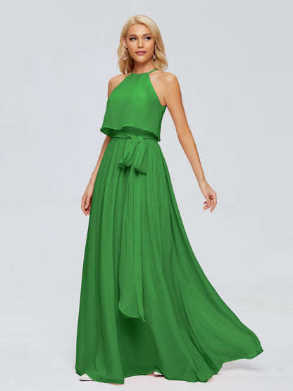 Nadey Halter Chiffon Bridesmaid Dresses With Bowknot