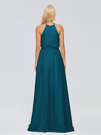 Nadey Halter Chiffon Bridesmaid Dresses With Bowknot