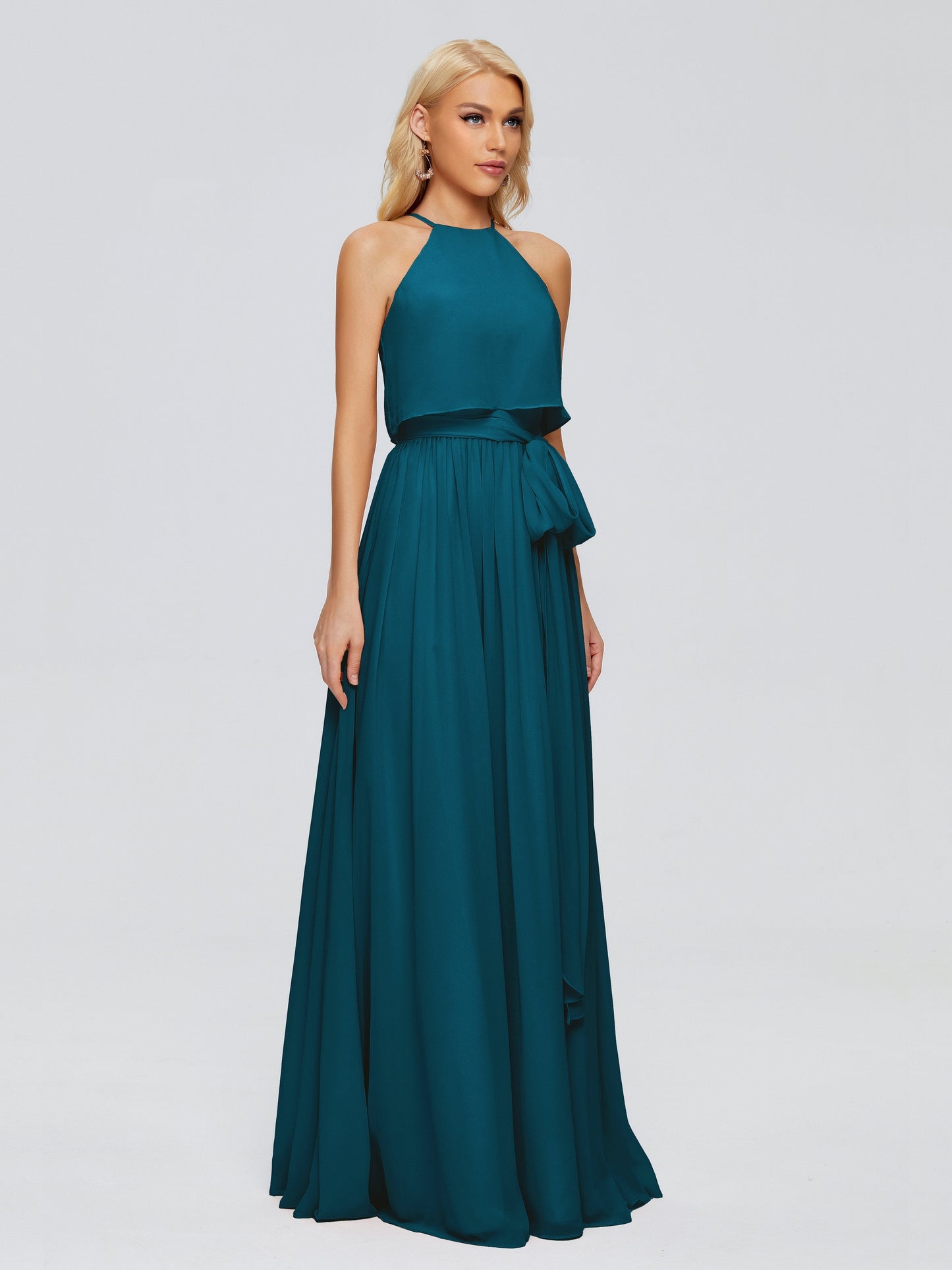 Nadey Halter Chiffon Bridesmaid Dresses With Bowknot