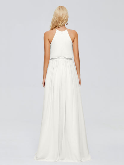 Nadey Halter Chiffon Bridesmaid Dresses With Bowknot