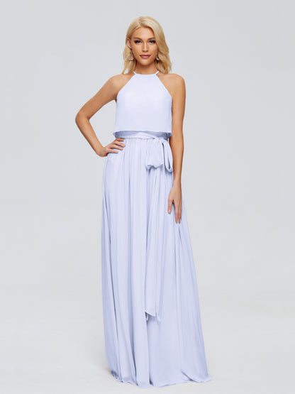 Nadey Halter Chiffon Bridesmaid Dresses With Bowknot