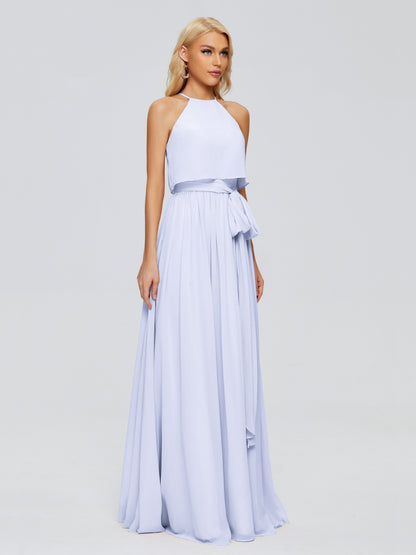 Nadey Halter Chiffon Bridesmaid Dresses With Bowknot