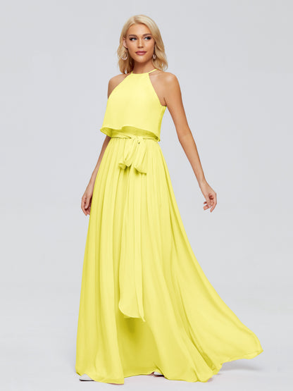 Nadey Halter Chiffon Bridesmaid Dresses With Bowknot