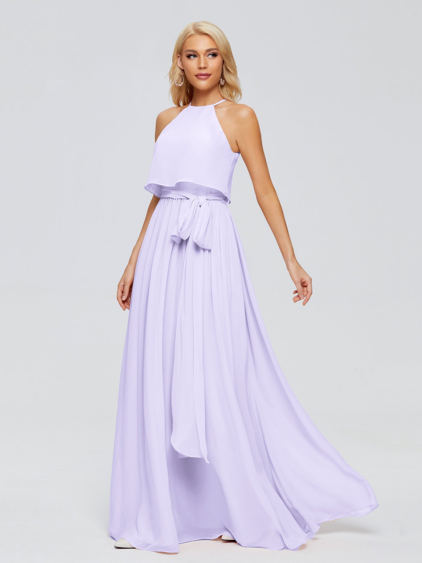 Nadey Halter Chiffon Bridesmaid Dresses With Bowknot