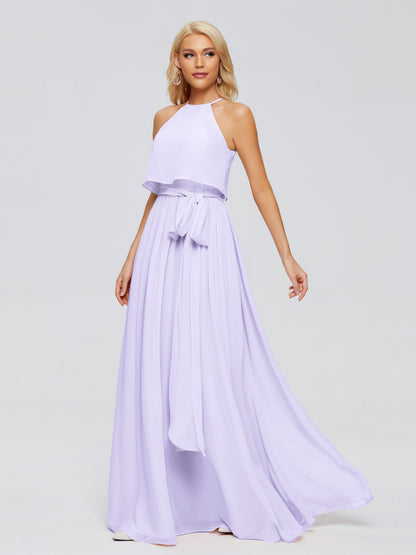 Nadey Halter Chiffon Bridesmaid Dresses With Bowknot