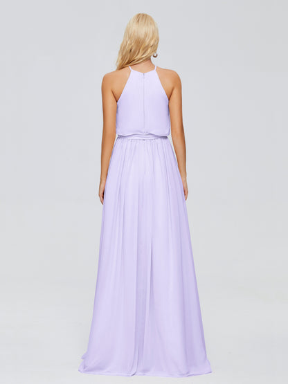Nadey Halter Chiffon Bridesmaid Dresses With Bowknot