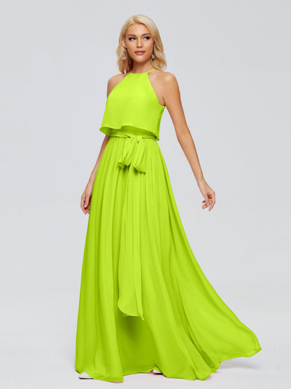 Nadey Halter Chiffon Bridesmaid Dresses With Bowknot