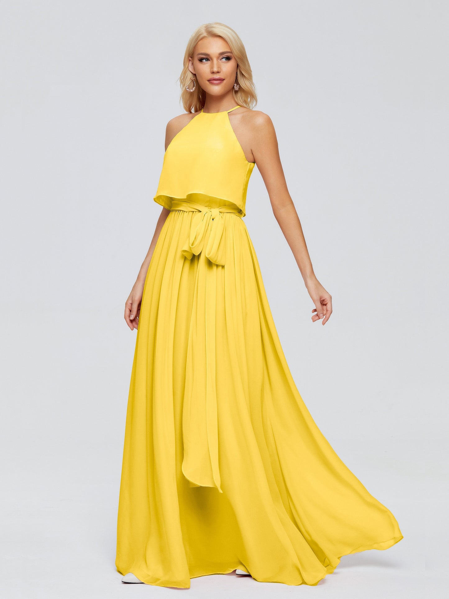 Nadey Halter Chiffon Bridesmaid Dresses With Bowknot