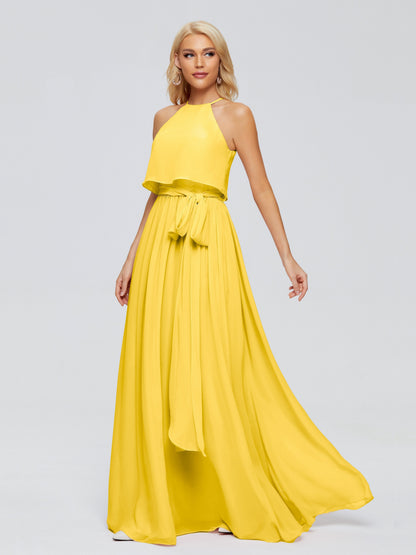 Nadey Halter Chiffon Bridesmaid Dresses With Bowknot