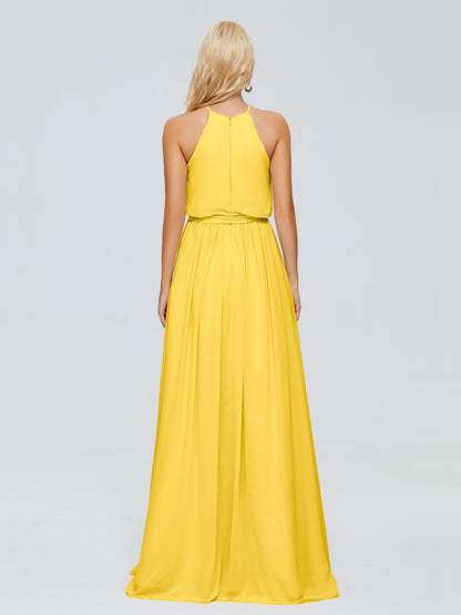 Nadey Halter Chiffon Bridesmaid Dresses With Bowknot