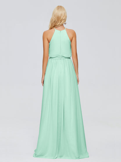 Nadey Halter Chiffon Bridesmaid Dresses With Bowknot