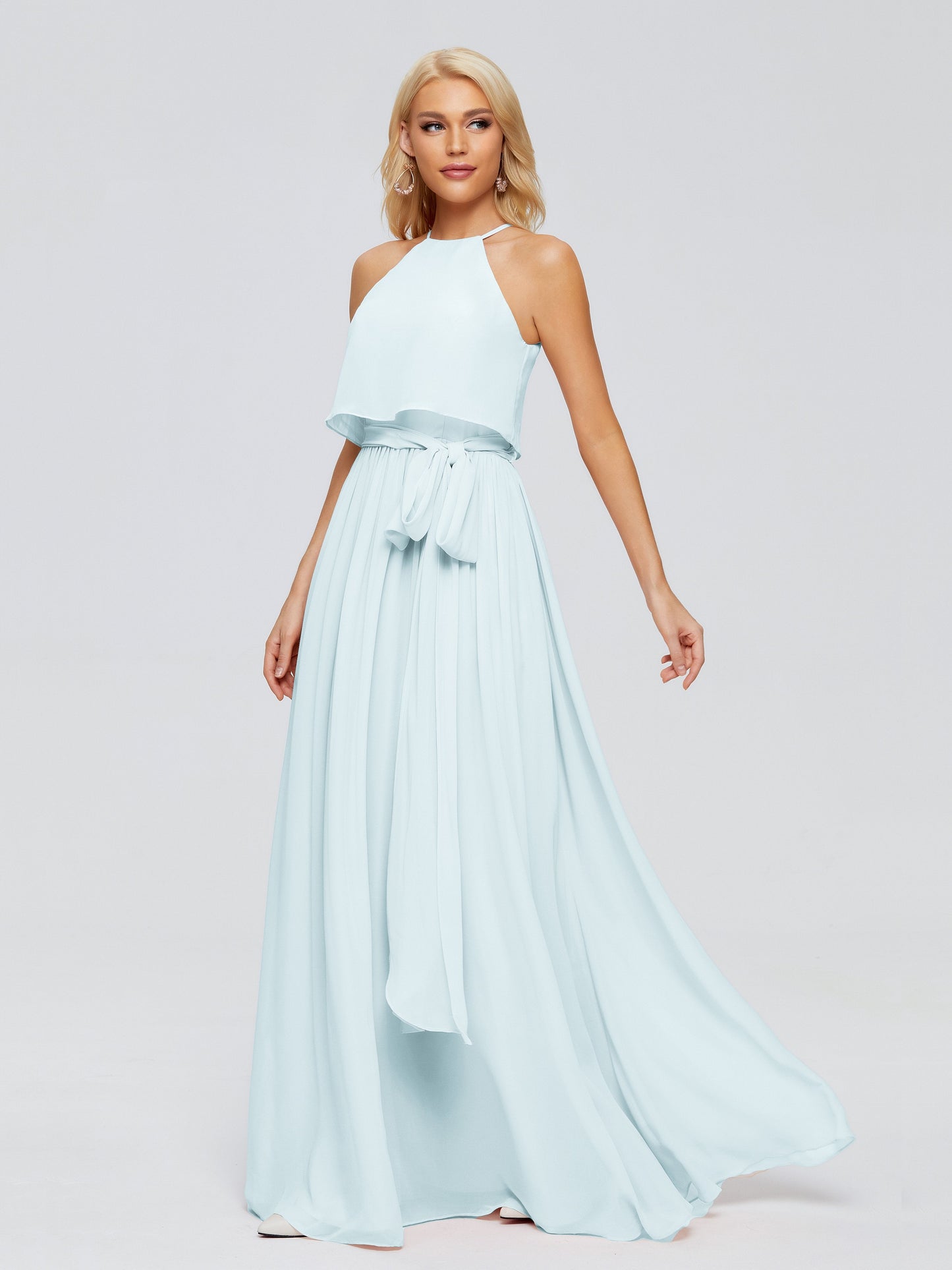 Nadey Halter Chiffon Bridesmaid Dresses With Bowknot