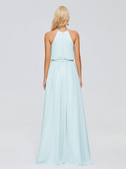 Nadey Halter Chiffon Bridesmaid Dresses With Bowknot