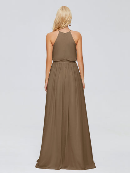 Nadey Halter Chiffon Bridesmaid Dresses With Bowknot