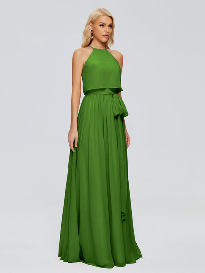 Nadey Halter Chiffon Bridesmaid Dresses With Bowknot