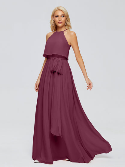 Nadey Halter Chiffon Bridesmaid Dresses With Bowknot