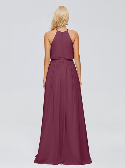 Nadey Halter Chiffon Bridesmaid Dresses With Bowknot