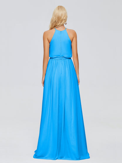 Nadey Halter Chiffon Bridesmaid Dresses With Bowknot