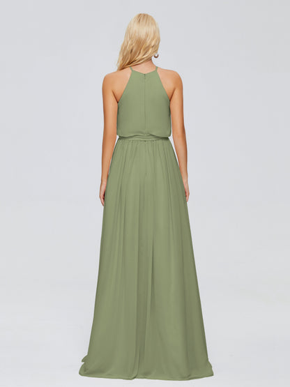 Nadey Halter Chiffon Bridesmaid Dresses With Bowknot