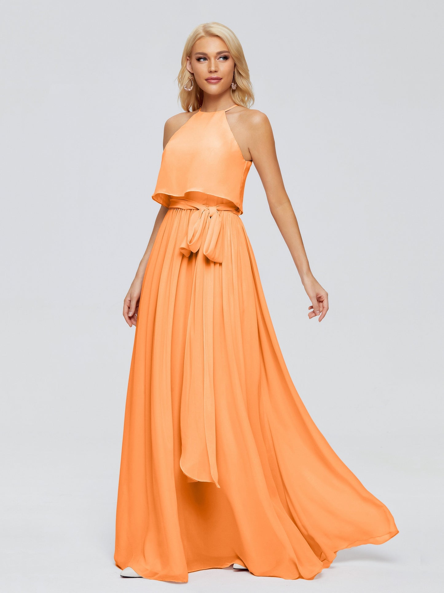 Nadey Halter Chiffon Bridesmaid Dresses With Bowknot