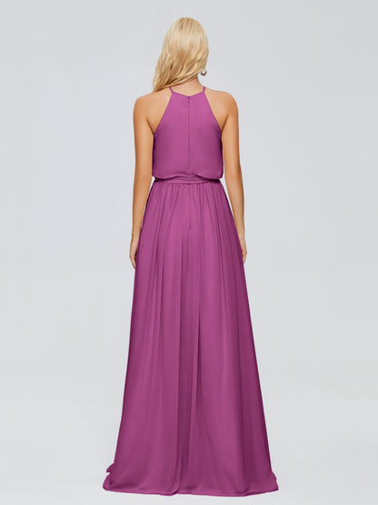 Nadey Halter Chiffon Bridesmaid Dresses With Bowknot