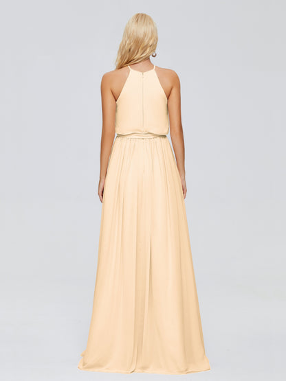 Nadey Halter Chiffon Bridesmaid Dresses With Bowknot