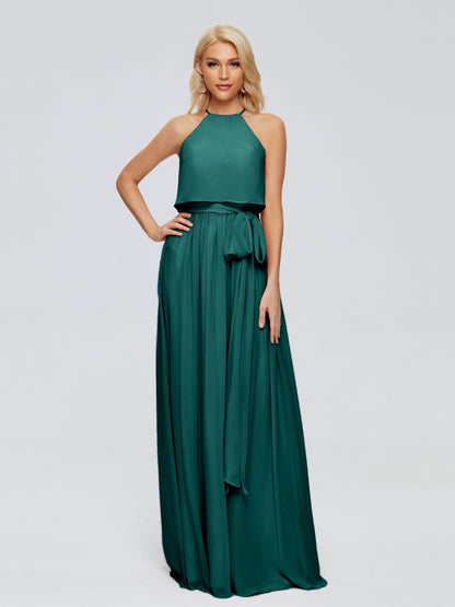 Nadey Halter Chiffon Bridesmaid Dresses With Bowknot