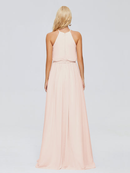 Nadey Halter Chiffon Bridesmaid Dresses With Bowknot