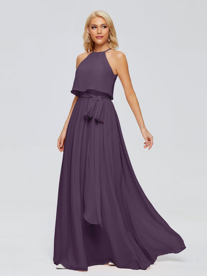 Nadey Halter Chiffon Bridesmaid Dresses With Bowknot