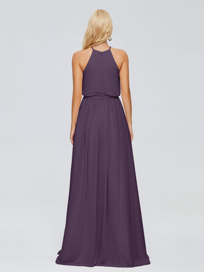 Nadey Halter Chiffon Bridesmaid Dresses With Bowknot