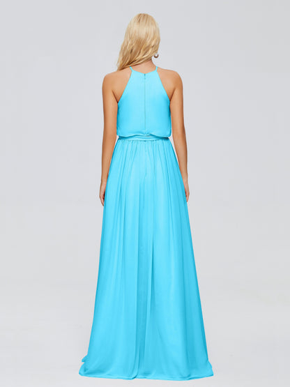 Nadey Halter Chiffon Bridesmaid Dresses With Bowknot